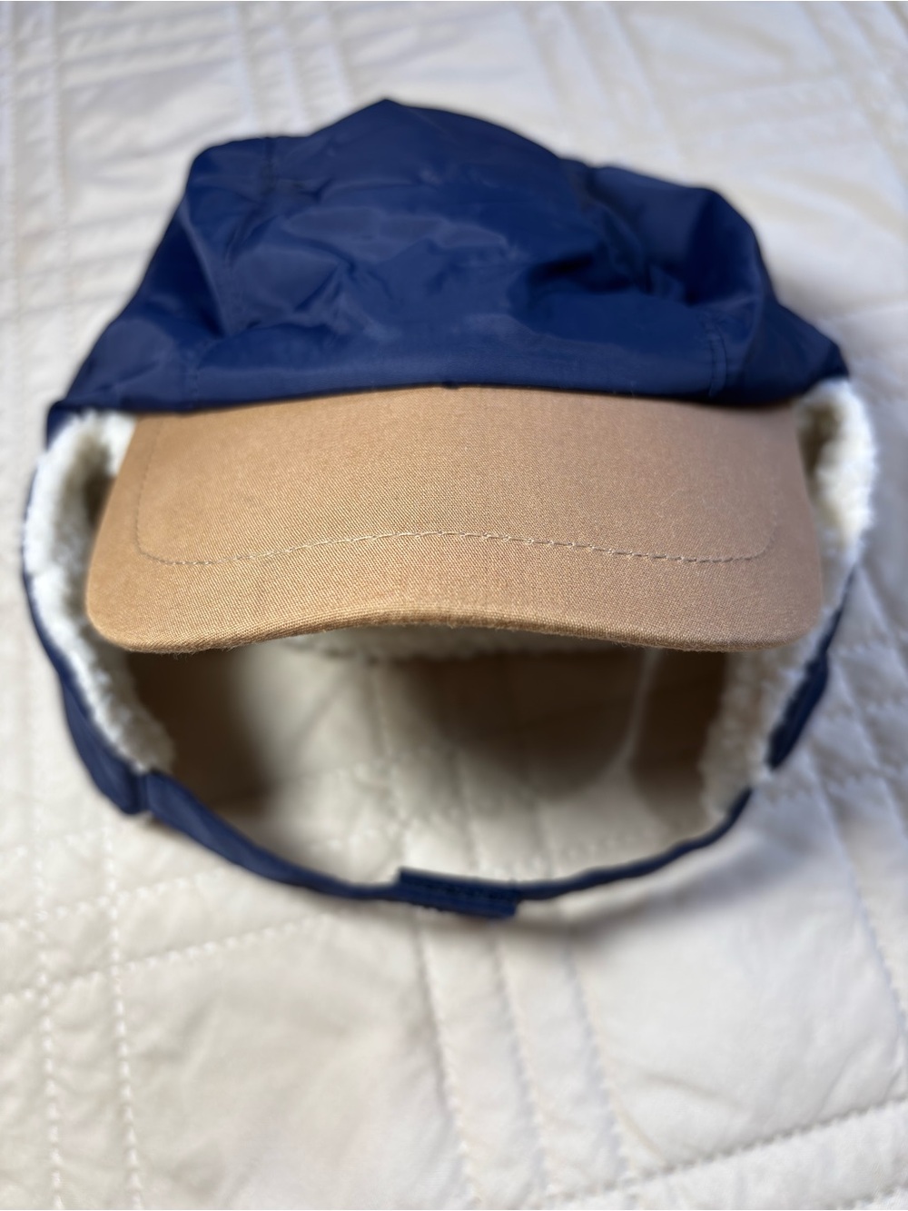 Old Navy 6-12M Winter Trapper Hat with Navy Shell and Tan Visor